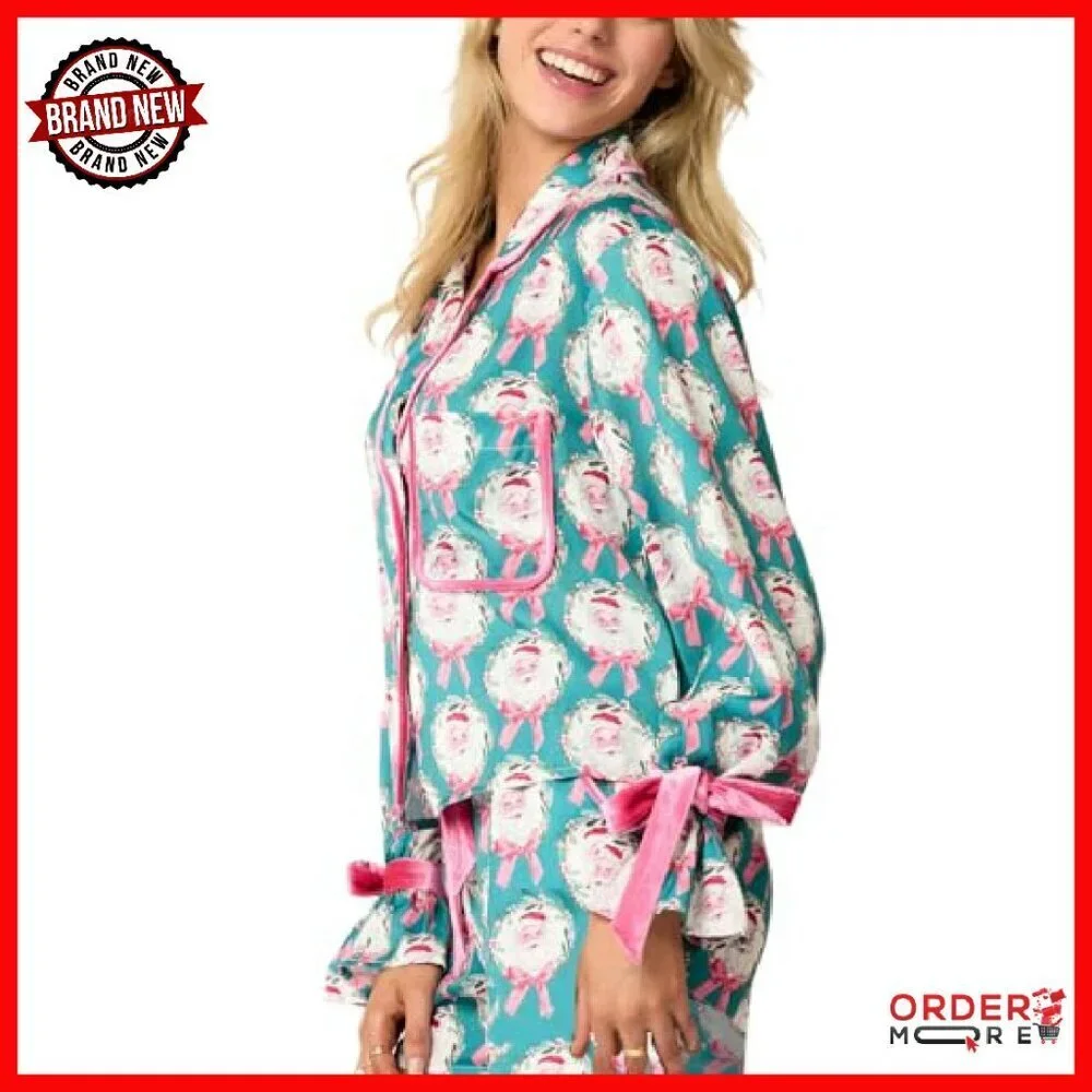 Satin Pajama Set Long Sleeve Button Shirt Wide Leg Pants Sleepwear